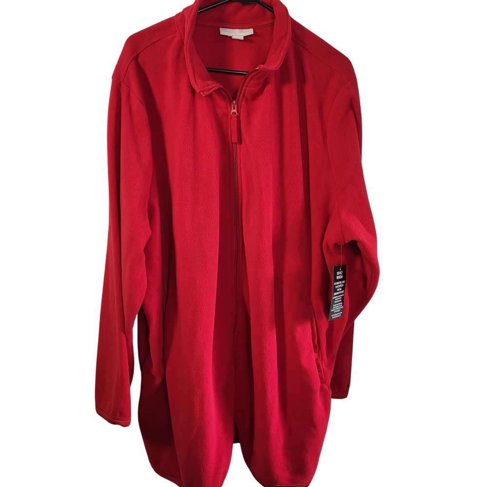 Woman Within Red Full Zip‎ Fleece Jacket Womens Plus Size 2X 26/28 Mock Neck NWT